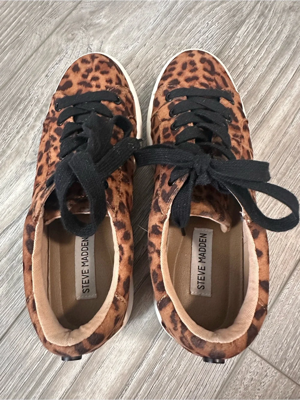 Steve Madden Emmi Platform Leopard Print Low-Top Sneakers with Black Laces 8